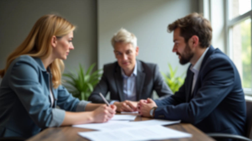 Rodina v kancelářském prostředí s právními dokumenty, důvěryhodný poradenský rozhovor