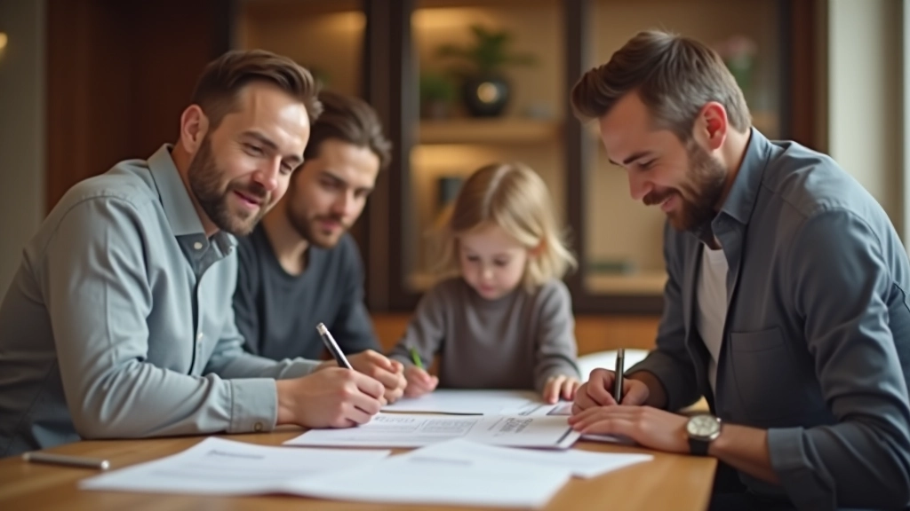 Rodina sedící společně u stolu a diskutující o dědictví