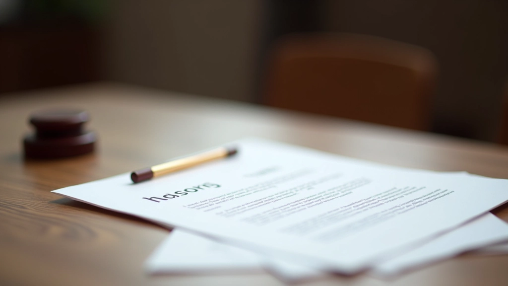Právní dokumenty s notářským razítkem na dřevěném stole v kanceláři